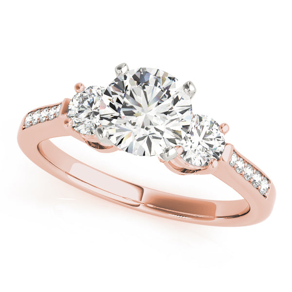 Signature Three-Stone Round Diamond Engagement Ring — 9K/18K Gold & Platinum