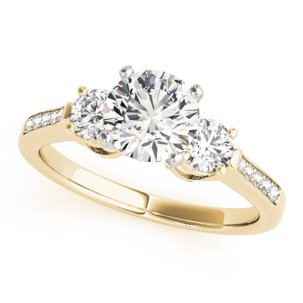 Signature Three-Stone Round Diamond Engagement Ring — 9K/18K Gold & Platinum