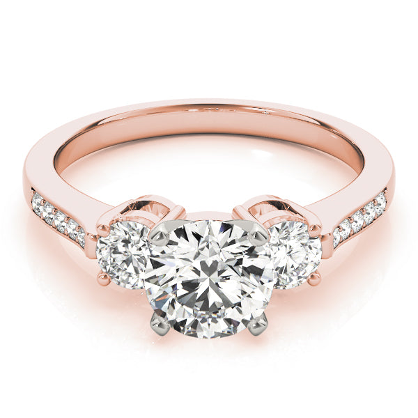 Signature Three-Stone Round Diamond Engagement Ring — 9K/18K Gold & Platinum