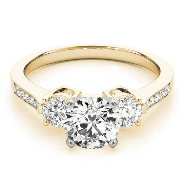Signature Three-Stone Round Diamond Engagement Ring — 9K/18K Gold & Platinum