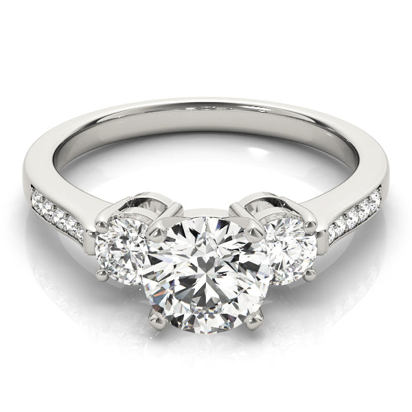 Signature Three-Stone Round Diamond Engagement Ring — 9K/18K Gold & Platinum