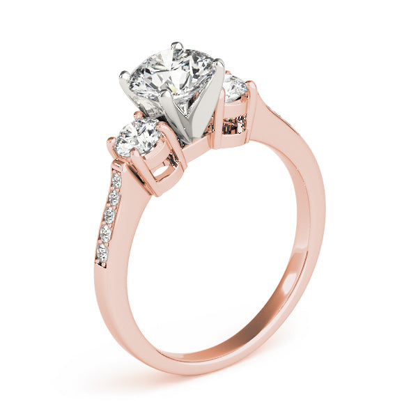 Signature Three-Stone Round Diamond Engagement Ring — 9K/18K Gold & Platinum