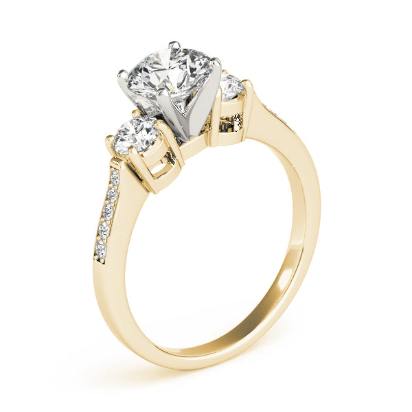 Signature Three-Stone Round Diamond Engagement Ring — 9K/18K Gold & Platinum