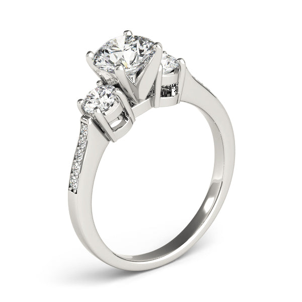 Signature Three-Stone Round Diamond Engagement Ring — 9K/18K Gold & Platinum