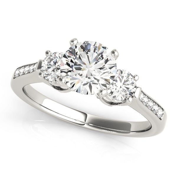 Signature Three-Stone Round Diamond Engagement Ring — 9K/18K Gold & Platinum