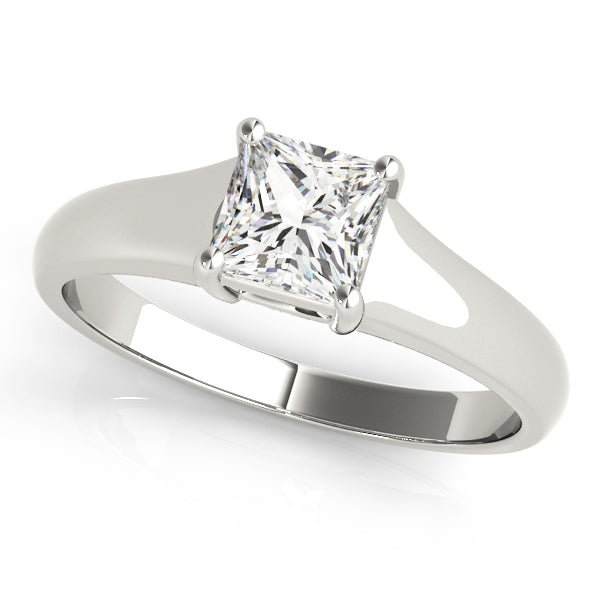 IGI Lab-Grown D-VVS Princess Cut Diamond Solitaire Twisted Claw Set Engagement Ring.