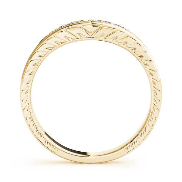 Prong Set Filigree Curved Half Eternity Ring in Gold & Platinum
