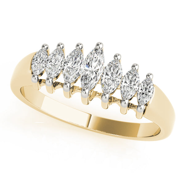 Fancy Marquise Half Eternity Ring in Gold & Platinum