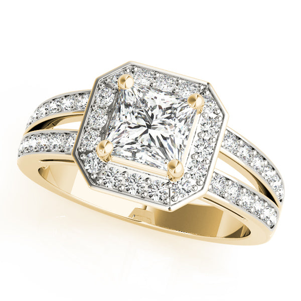 Regal Color Rings Princess Diamond Engagement Ring — 9K/18K Gold & Platinum