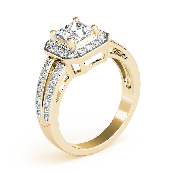Regal Color Rings Princess Diamond Engagement Ring — 9K/18K Gold & Platinum
