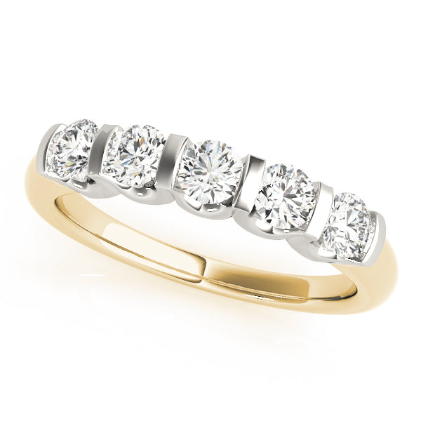 Bar Set Half Eternity Ring in Gold & Platinum