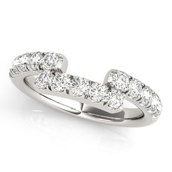 U-Prong Curved Half Eternity Ring in Gold & Platinum
