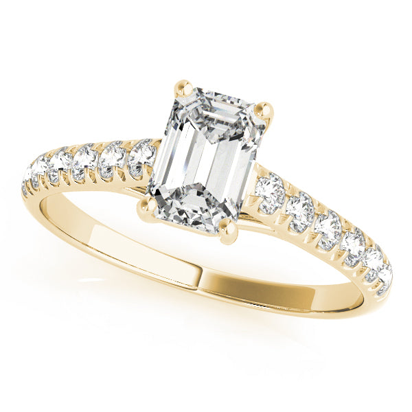 Sculpted Trellis Emerald Diamond Engagement Ring — 9K/18K Gold & Platinum