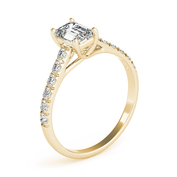 Sculpted Trellis Emerald Diamond Engagement Ring — 9K/18K Gold & Platinum