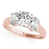 Couture Three-Stone Oval Diamond Engagement Ring — 9K/18K Gold & Platinum