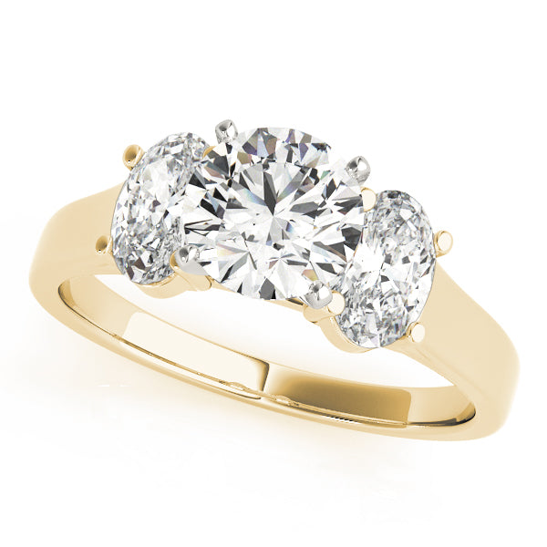 Couture Three-Stone Oval Diamond Engagement Ring — 9K/18K Gold & Platinum