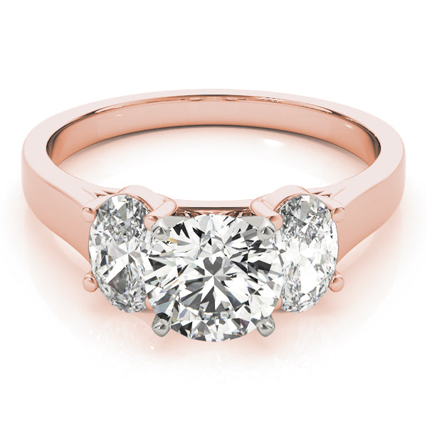 Couture Three-Stone Oval Diamond Engagement Ring — 9K/18K Gold & Platinum