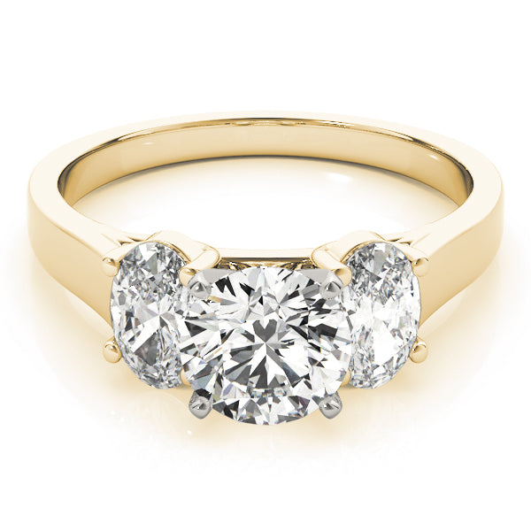 Couture Three-Stone Oval Diamond Engagement Ring — 9K/18K Gold & Platinum