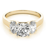 Couture Three-Stone Oval Diamond Engagement Ring — 9K/18K Gold & Platinum