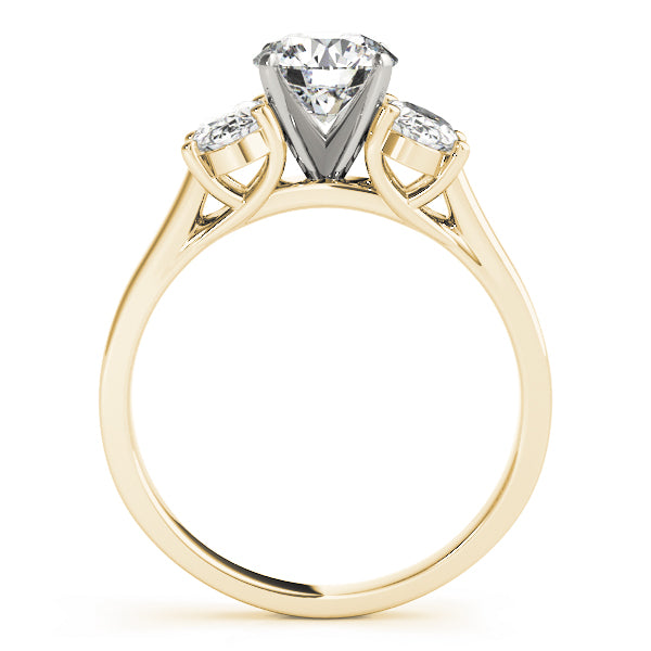 Couture Three-Stone Oval Diamond Engagement Ring — 9K/18K Gold & Platinum