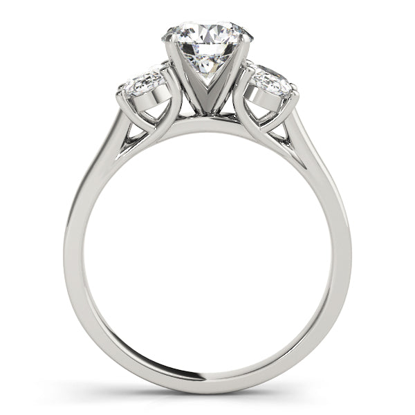 Couture Three-Stone Oval Diamond Engagement Ring — 9K/18K Gold & Platinum