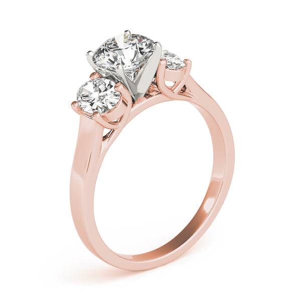 Couture Three-Stone Oval Diamond Engagement Ring — 9K/18K Gold & Platinum