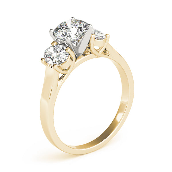 Couture Three-Stone Oval Diamond Engagement Ring — 9K/18K Gold & Platinum