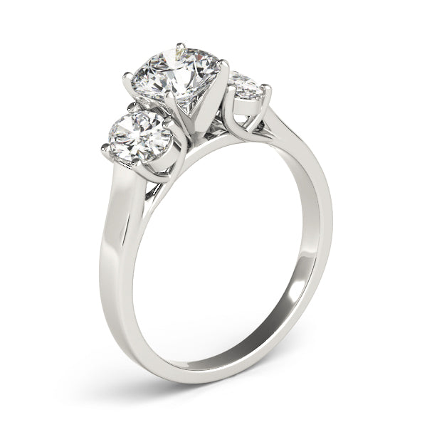 Couture Three-Stone Oval Diamond Engagement Ring — 9K/18K Gold & Platinum
