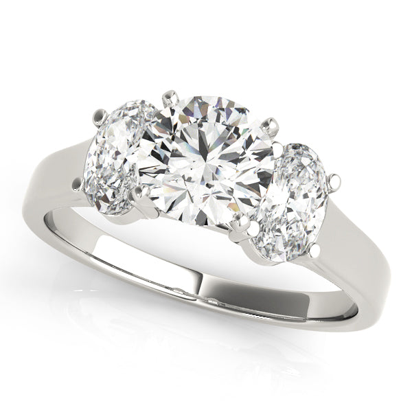 Couture Three-Stone Oval Diamond Engagement Ring — 9K/18K Gold & Platinum