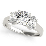 Couture Three-Stone Oval Diamond Engagement Ring — 9K/18K Gold & Platinum
