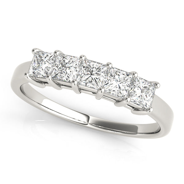Princess Cut 5 Stone Diamond Ring in 9K White Gold