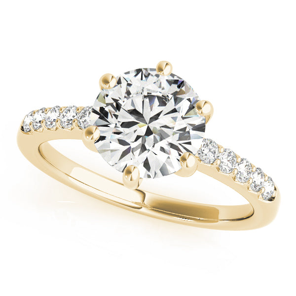 Romantic Prong-Set Round Diamond Engagement Ring — 9K/18K Gold & Platinum