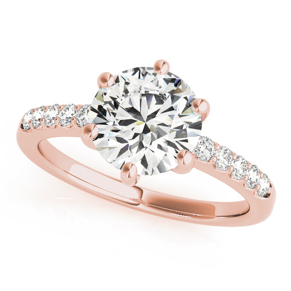 Romantic Prong-Set Round Diamond Engagement Ring — 9K/18K Gold & Platinum