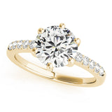 Romantic Prong-Set Round Diamond Engagement Ring — 9K/18K Gold & Platinum