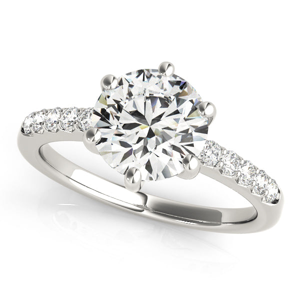 Romantic Prong-Set Round Diamond Engagement Ring — 9K/18K Gold & Platinum