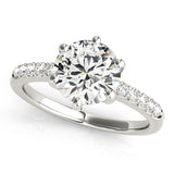 Romantic Prong-Set Round Diamond Engagement Ring — 9K/18K Gold & Platinum