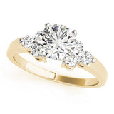 Lustrous Cluster Sides Round Diamond Engagement Ring — 9K/18K Gold & Platinum