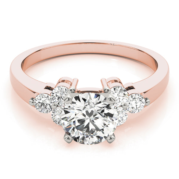 Lustrous Cluster Sides Round Diamond Engagement Ring — 9K/18K Gold & Platinum