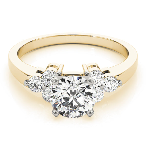 Lustrous Cluster Sides Round Diamond Engagement Ring — 9K/18K Gold & Platinum