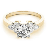 Lustrous Cluster Sides Round Diamond Engagement Ring — 9K/18K Gold & Platinum