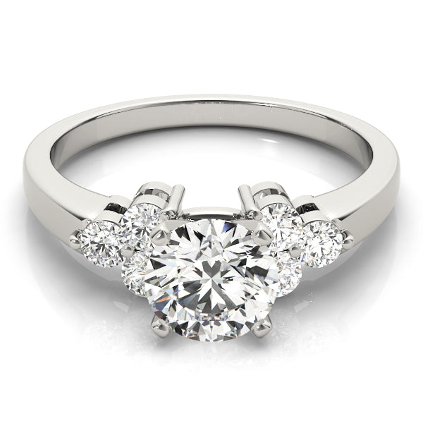 Lustrous Cluster Sides Round Diamond Engagement Ring — 9K/18K Gold & Platinum