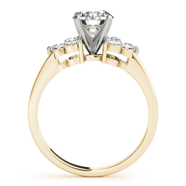 Lustrous Cluster Sides Round Diamond Engagement Ring — 9K/18K Gold & Platinum