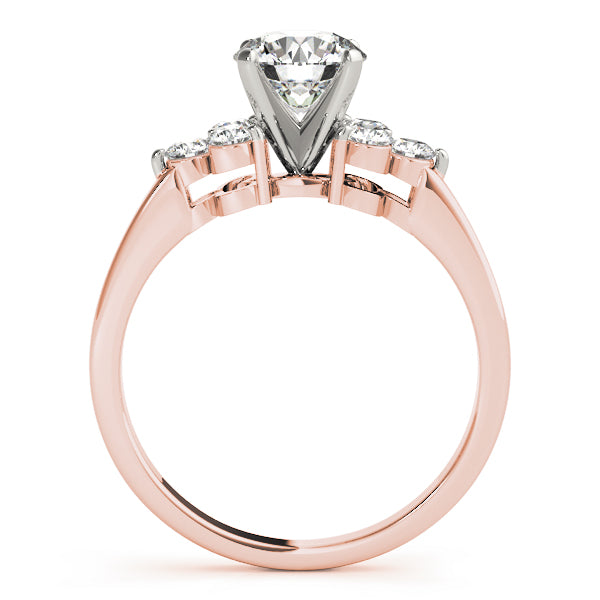 Lustrous Cluster Sides Round Diamond Engagement Ring — 9K/18K Gold & Platinum