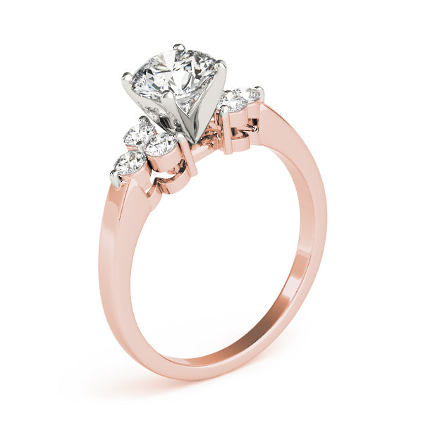 Lustrous Cluster Sides Round Diamond Engagement Ring — 9K/18K Gold & Platinum