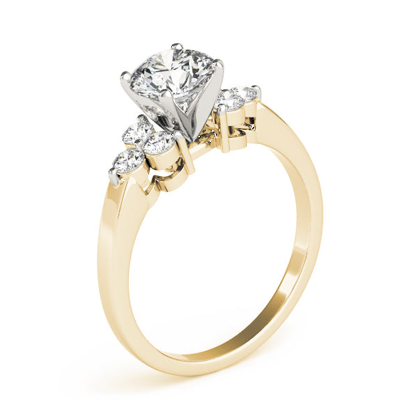 Lustrous Cluster Sides Round Diamond Engagement Ring — 9K/18K Gold & Platinum