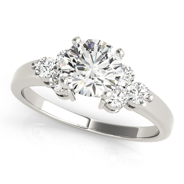 Lustrous Cluster Sides Round Diamond Engagement Ring — 9K/18K Gold & Platinum