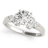 Lustrous Cluster Sides Round Diamond Engagement Ring — 9K/18K Gold & Platinum