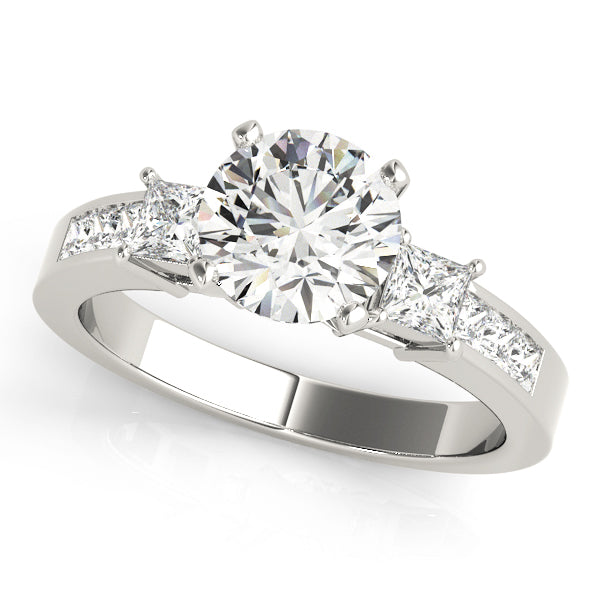 Opulent Three-Stone Princess Diamond Engagement Ring — 9K/18K Gold & Platinum