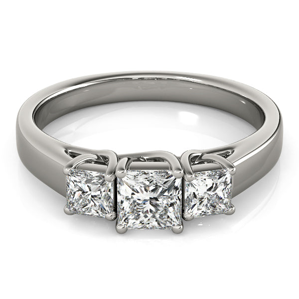 Graceful Three-Stone Princess Diamond Engagement Ring — 9K/18K Gold & Platinum