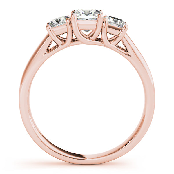 Graceful Three-Stone Princess Diamond Engagement Ring — 9K/18K Gold & Platinum